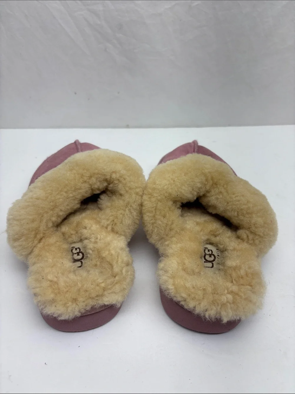 Ugg Cozy Shearling-Lined Pink Slippers, size 12 for toddler girl, box 44